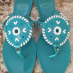 Jack Rogers Turq Blue Jelly Navajo Sandals 10 M